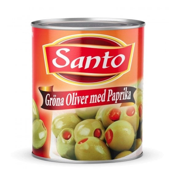 Santo gröna oliver fyllda med paprika 2,8kg*6