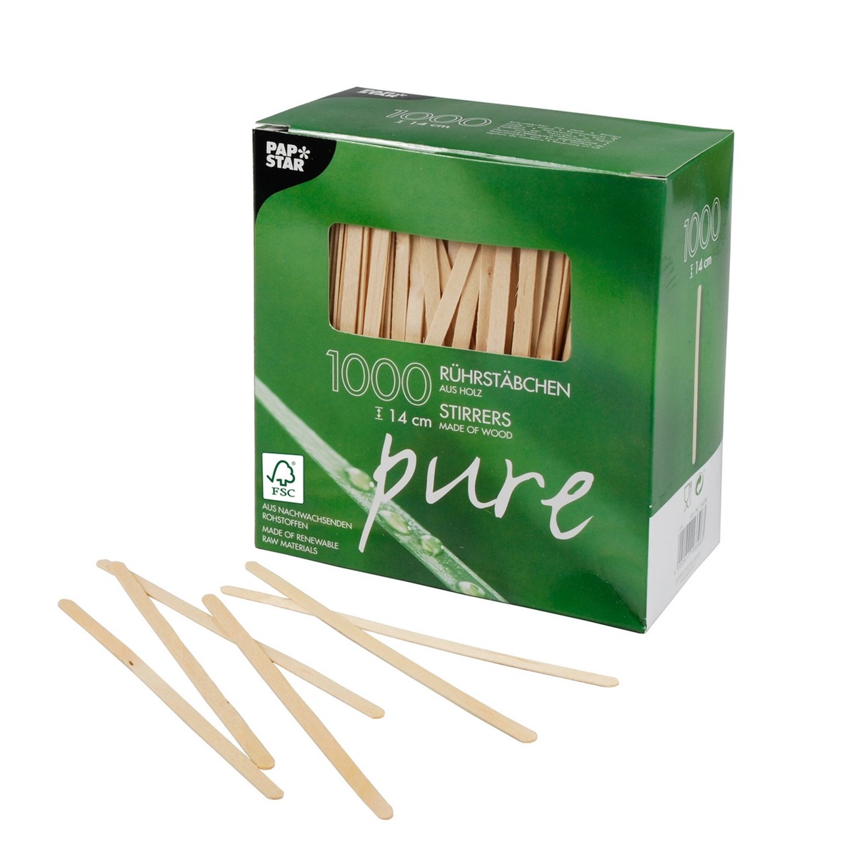 Rör-pinne i trä Papstar 1000st*10