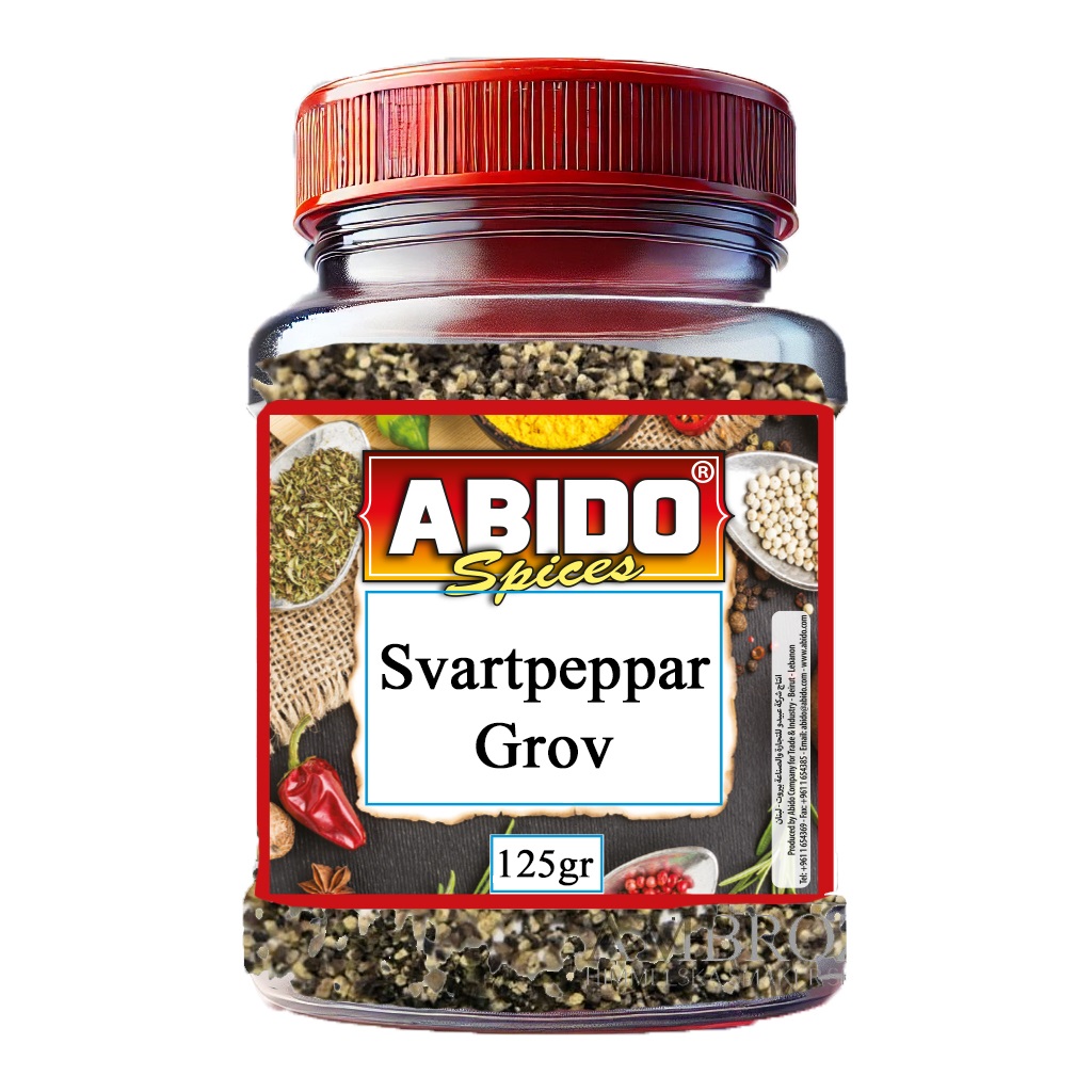 Abido Svart Peppar Grov 125gr*24