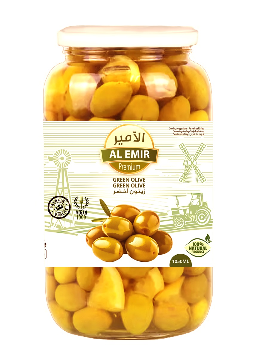 AE Inlagda Gröna oliver Halabi 1050 ml ×12