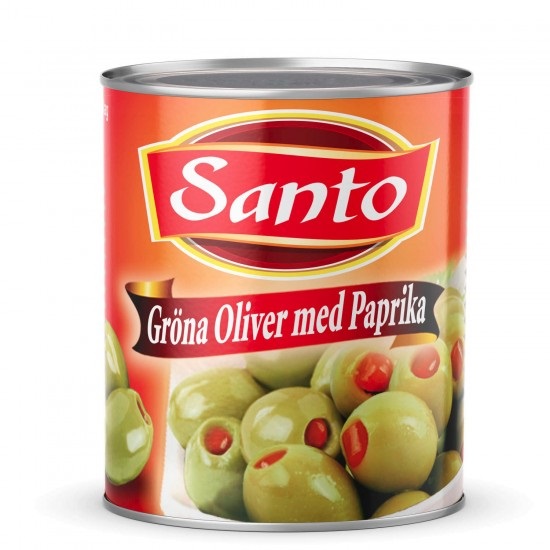 Santo gröna oliver fyllda med paprika 2,8kg*6