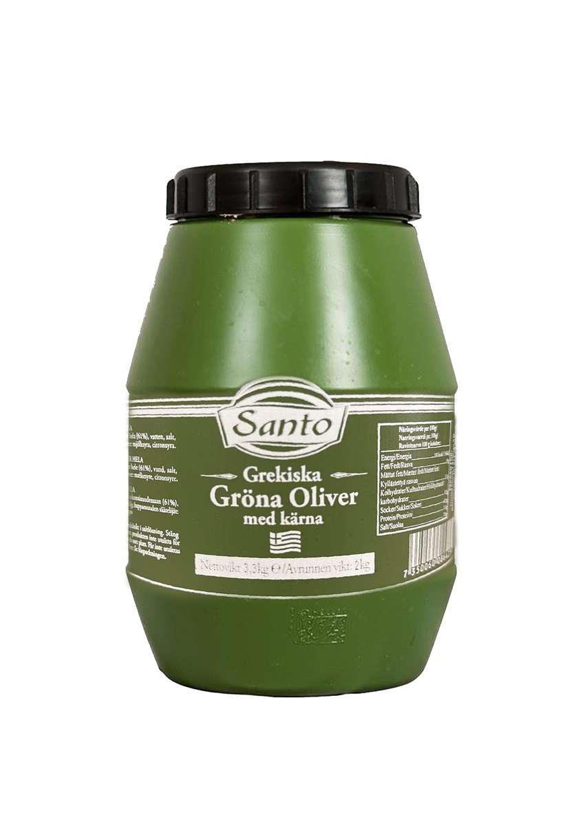 Santo Grekiska gröna oliver 3,3kg*6